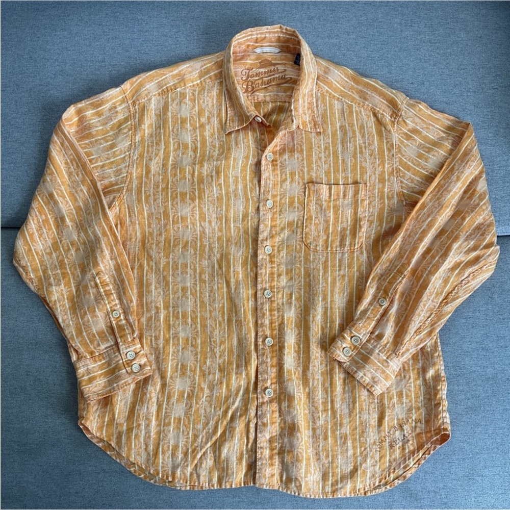 Tommy Bahama Hawallian Linen Long Sleeve Shirt Mens Size XL